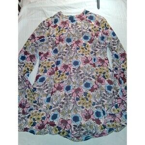 Speechless Retro Floral Dress Georgette Mod Long Bell Sleeves Pink XL